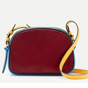 NWT J. Crew Devon Calf Hair Colorblock Camera Bag
